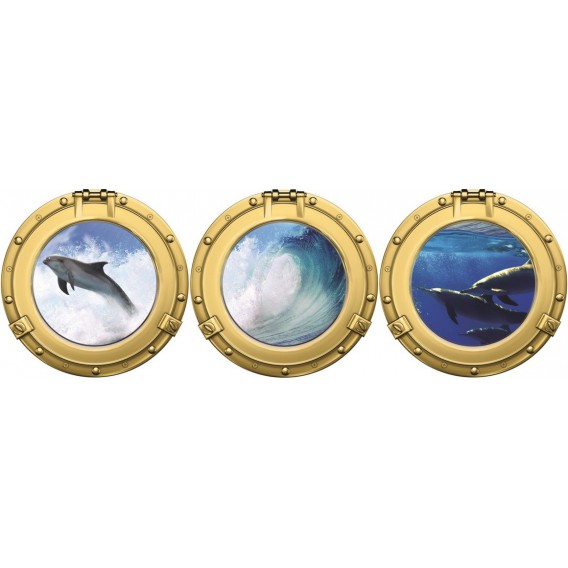 Fototapeta - FT0225 - Lodné okná - delfíny