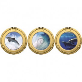 Fototapeta - FT0225 - Lodné okná - delfíny