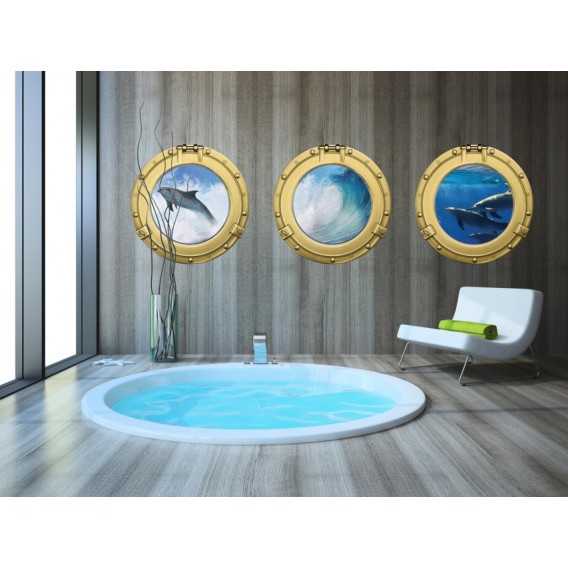 Fototapeta - FT0225 - Lodné okná - delfíny