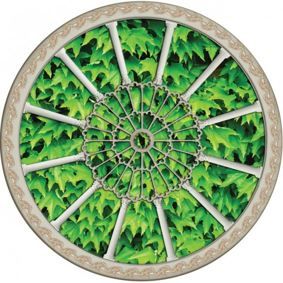 Fototapeta - FT0265 - Stropné okno - brečtanové listy