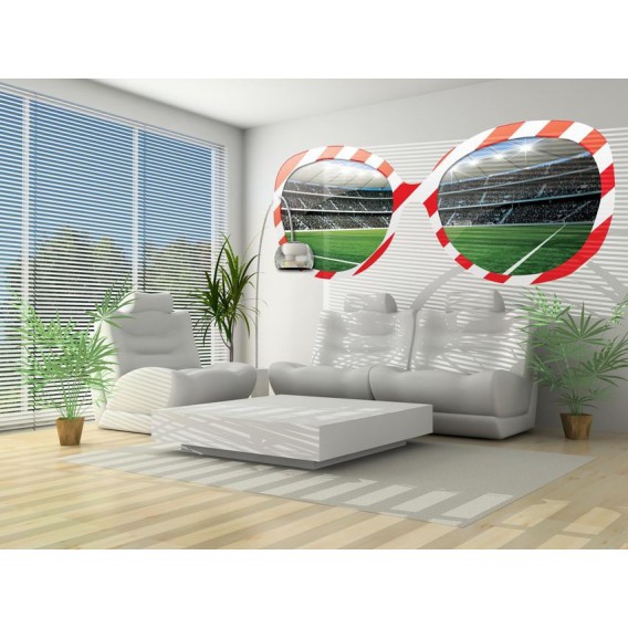 Fototapeta - FT0522 - Okuliare a futbalový štadión červeno biele