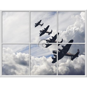 Fototapeta - FT0643 - Obdĺžnikové okno - lietadla