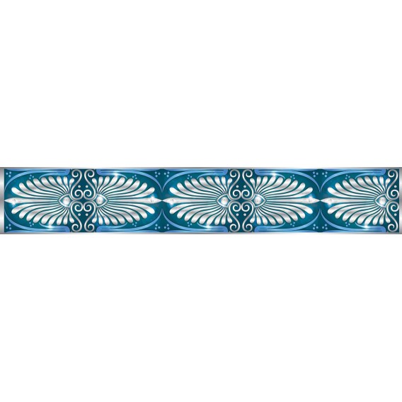 Ozdobné pásy na stenu - MP0303 - Biely klasický vzor na modrom pozadí