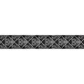 Ozdobné pásy na stenu - MP0309 - Biely barokový vzor na čiernom pozadí