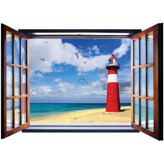 Fototapeta - FT5575 - Okno - maják na pláži