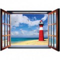 Fototapeta - FT5575 - Okno - maják na pláži