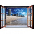 Fototapeta - FT5576 - Okno - mesto na pobreží