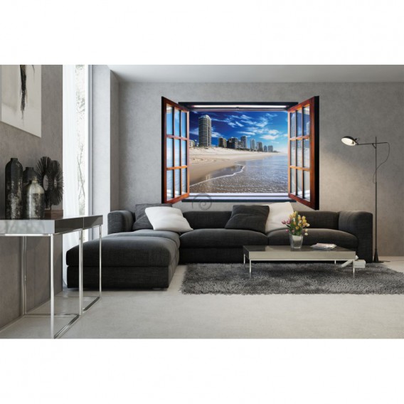 Fototapeta - FT5576 - Okno - mesto na pobreží