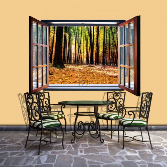 Fototapeta - FT5578 - Okno - jesenný les