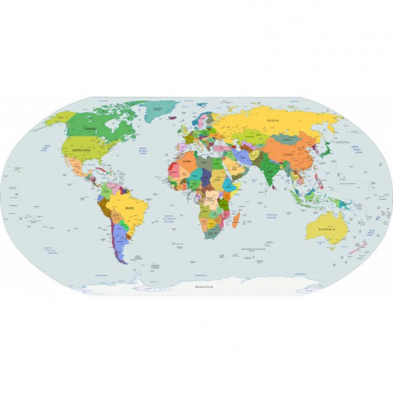 Fototapeta - FT5587 - Oválna fototapeta - mapa sveta