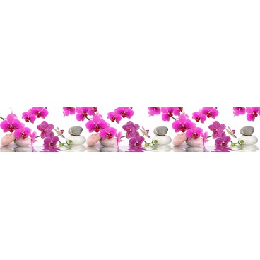 Panel kuchynská linka - FT5689 - Ružové orchidey a kamene