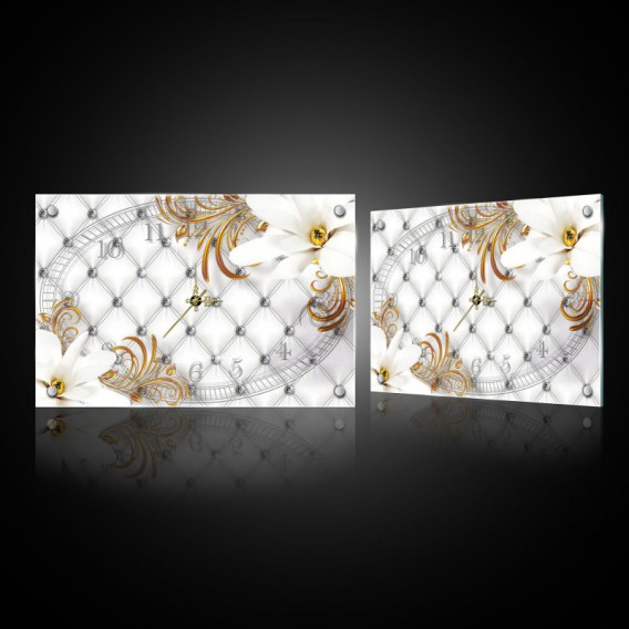 Nástenné hodiny - NH0135 - Biele kvety