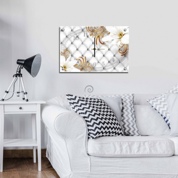 Nástenné hodiny - NH0135 - Biele kvety