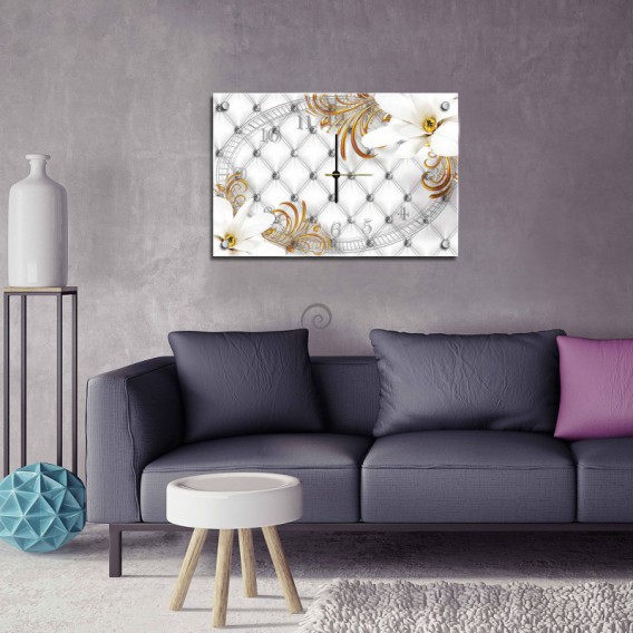 Nástenné hodiny - NH0135 - Biele kvety