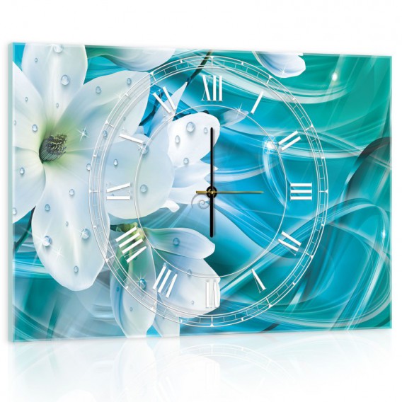 Nástenné hodiny - NH0228 - Biely kvet