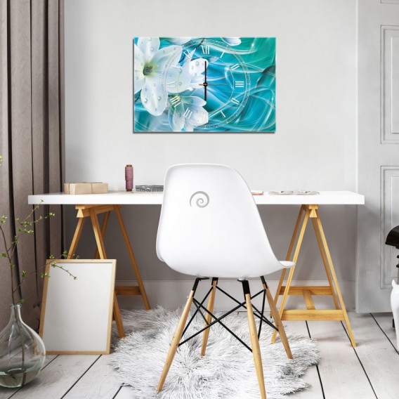 Nástenné hodiny - NH0228 - Biely kvet