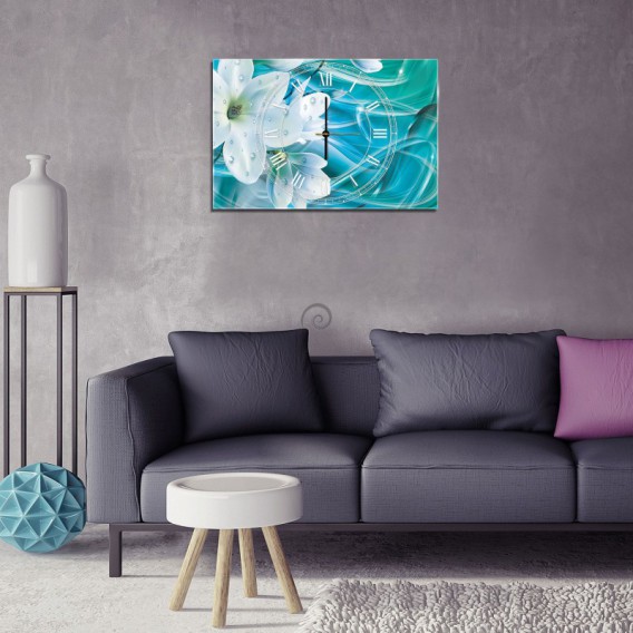 Nástenné hodiny - NH0228 - Biely kvet