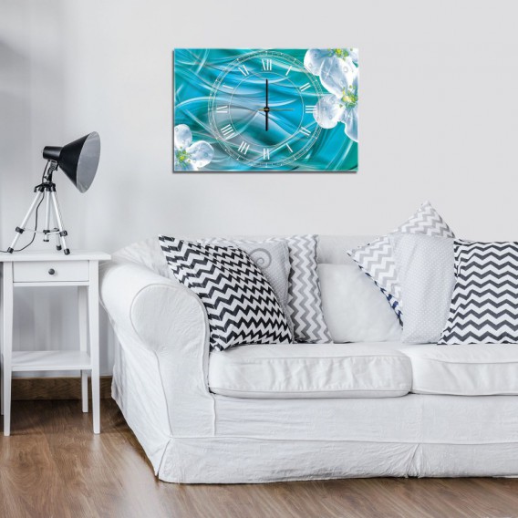 Nástenné hodiny - NH0229 - Biele kvety