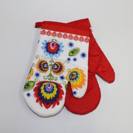 Kuchynské rukavice 2ks Folklór červené