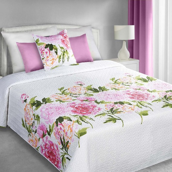 Prehoz na posteľ  Ružové kvety