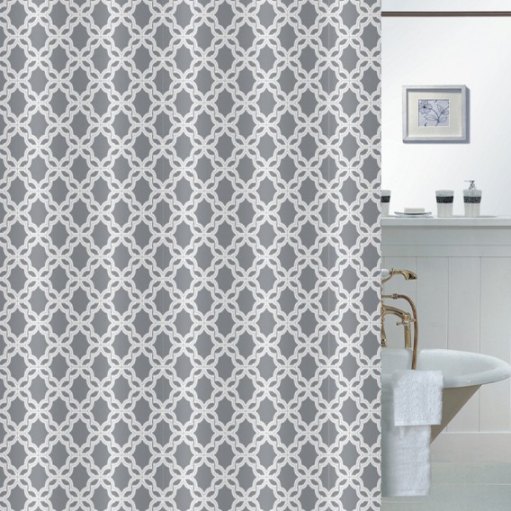 Kúpeľňový záves  sivo-biely 180x180cm