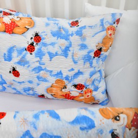 Detské posteľné obliečky krepové Modré lienky