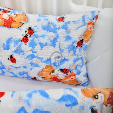 Detské posteľné obliečky krepové Modré lienky