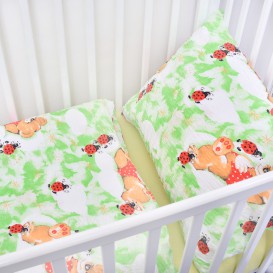 Detské posteľné obliečky krepové Zelené lienky
