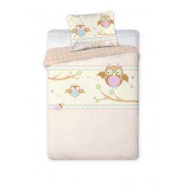 Detské posteľné obliečky bavlnené Sovičky ružové