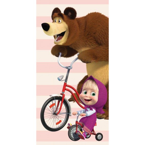 Detská osuška Máša a medveď na bicykli