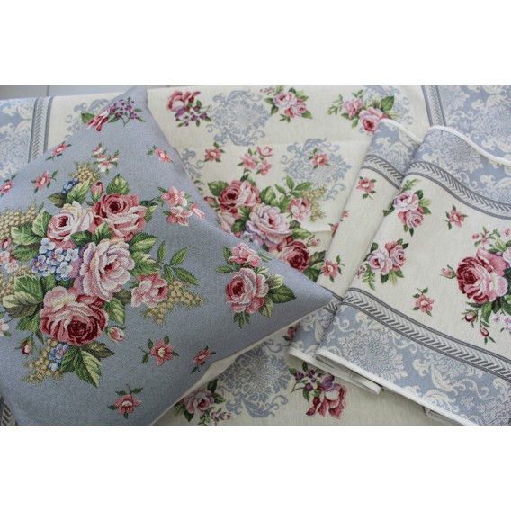 Gobelínový obrus Romantické ruže sivé