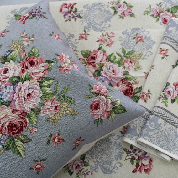 Gobelínová obliečka Romantické ruže sivé