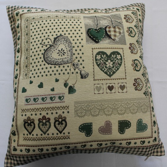 Gobelínová obliečka Zelené srdiečka