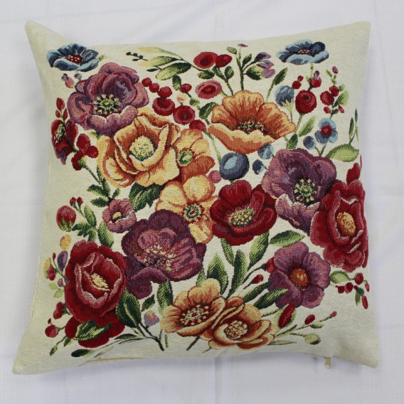 Gobelínová obliečka  43x43cm Šialene farebné kvety