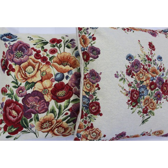 Gobelínová obliečka  43x43cm Šialene farebné kvety