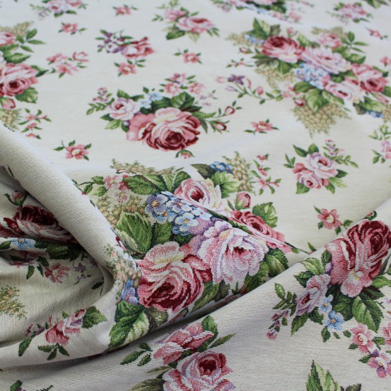 Gobelínová metráž Romantické ruže svetlé  š.140cmx1cm