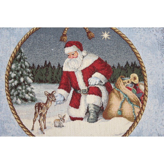 Vianočný gobelínový obrus Mikuláš s batohom