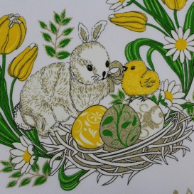 Teflonový ubrus bílý Velikonoční zajíc