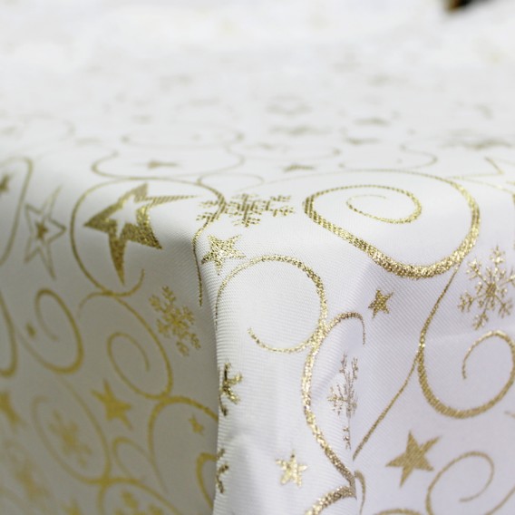 Vianočný obojstranný teflónový obrus zlatý Špirály