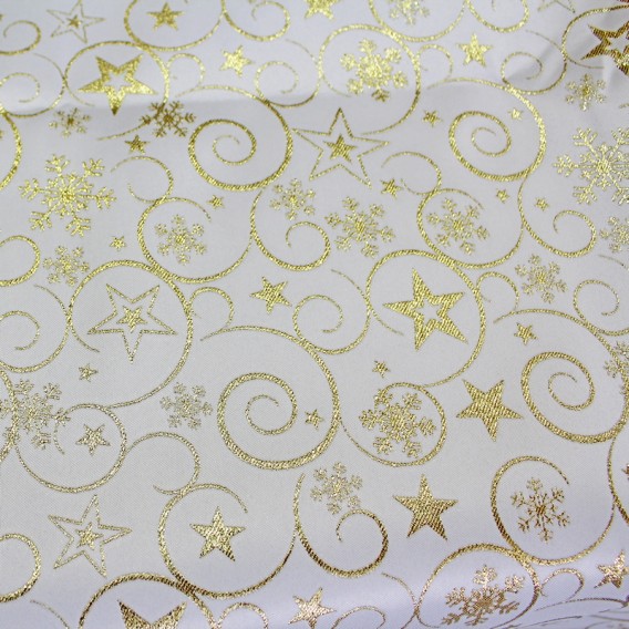 Vianočný obojstranný teflónový obrus zlatý Špirály