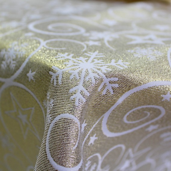 Vianočný obojstranný teflónový obrus zlatý Špirály