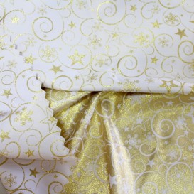 Vianočný obojstranný teflónový obrus zlatý Špirály