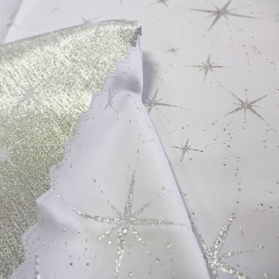 Obrus teflónový obojstranný strieborný Hviezda nová