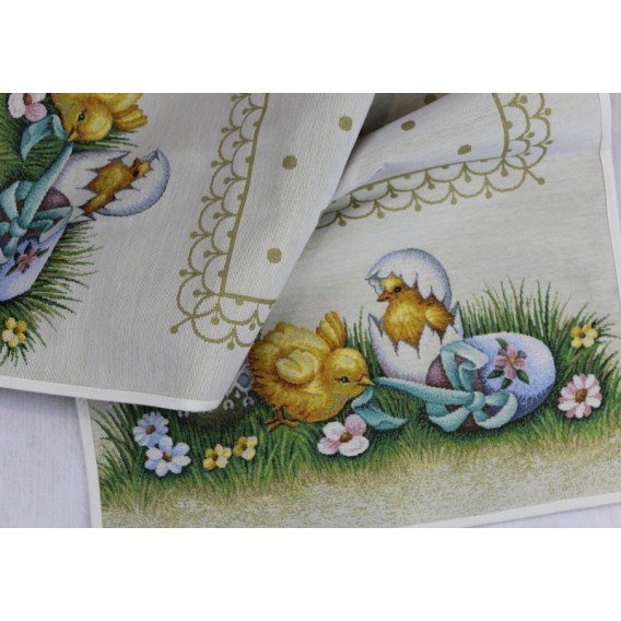 Gobelínový veľkonočný obrus Kuriatka 40x100cm