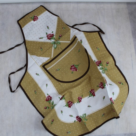 Kuchynská zástera Ruže - hnedá