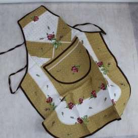 Kuchynská zástera Ruže - hnedá