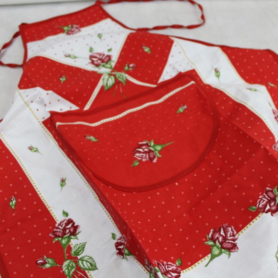 Kuchynská zástera Ruže - červená