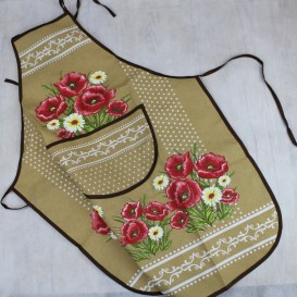 Kuchynská zástera Vlčie maky - hnedá