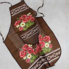 Kuchynská zástera Vlčie maky - tmavo hnedá