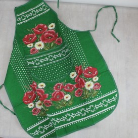 Kuchynská zástera Vlčie maky - zelená